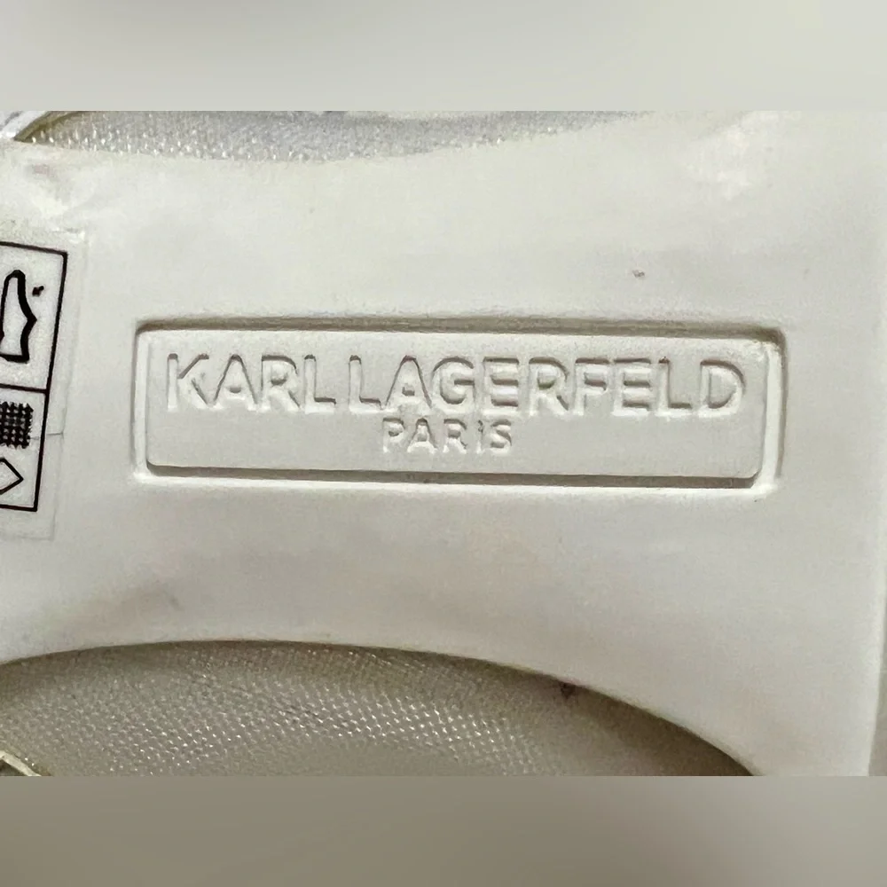 Women’s Karl Lagerfeld Blayze Mesh Peep Toe Heel Booties -White 8.5  (w/flaws)